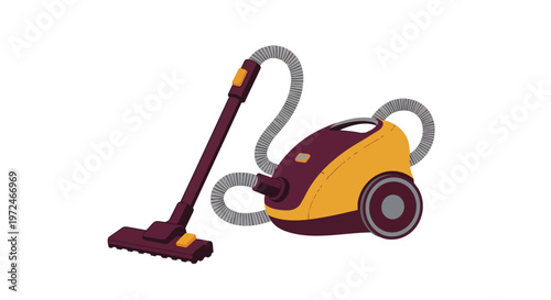 Modern Yellow and Purple Vacuum Cleaner Illustration