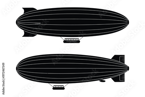 Two zeppelins airship vector illustration
