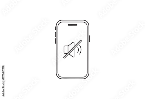 Mute phone icon, sound off symbol, mobile phone vector, no sound sign