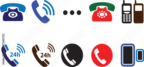 Communication Collection: A collage of telephone and communication device icons, representing various modes of contact and connection. Showcasing an array of designs.