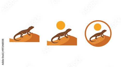 Desert Lizard Sun Logo Icons Set