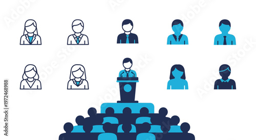 Businessman Speaking to Diverse Audience.