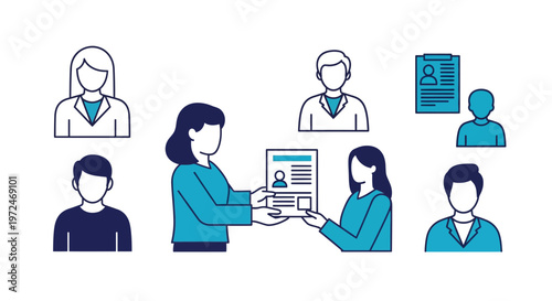 People exchanging a document formally.