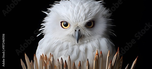 white owl shaped matchstick carving,generative AI