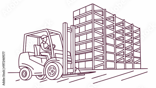 Worker operates a forklift to move heavy boxes in a warehouse storage facility.