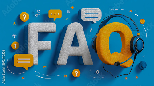 Customer support and FAQ vector concept with headset and chat bubbles