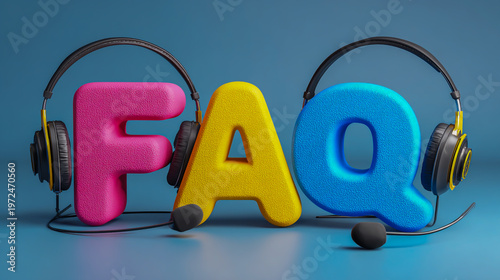 Customer support and FAQ vector concept with headset and chat bubbles