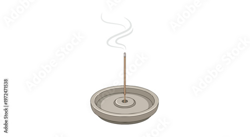 Minimalist Incense Stick Burning on Ceramic Holder