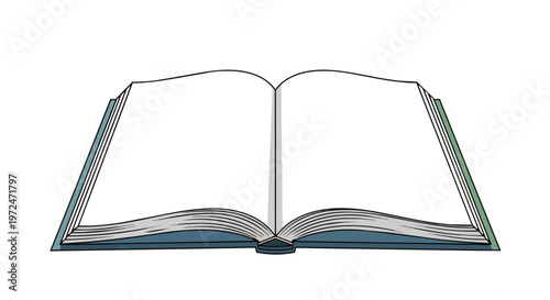 Open book with blank white pages isolated on white background