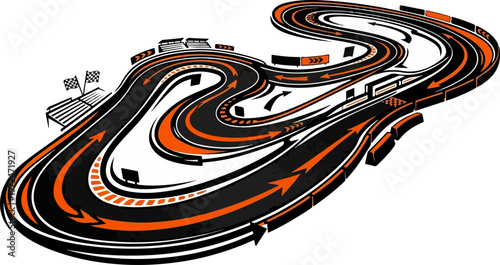 Bold Racing Track Curve Silhouette Vector