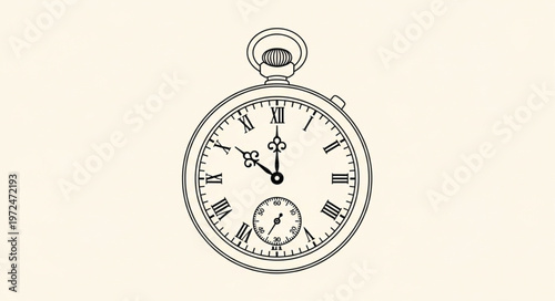 Vintage Pocket Watch Face Closeup.