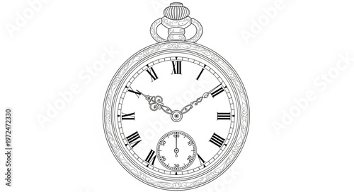 Vintage Pocket Watch Illustration.