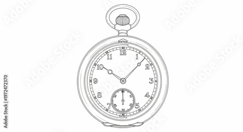 Vintage Pocket Watch Illustration.