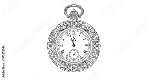 Vintage Pocket Watch Illustration.