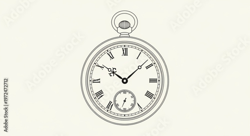Vintage Pocket Watch Illustration.