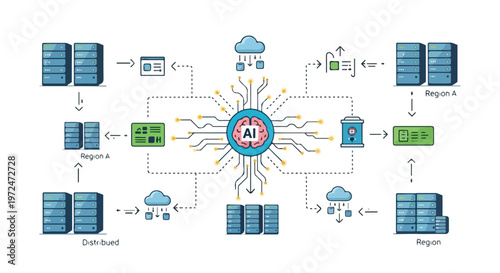 AI Powered Data Center Infrastructure Network Diagram for Cloud Computing