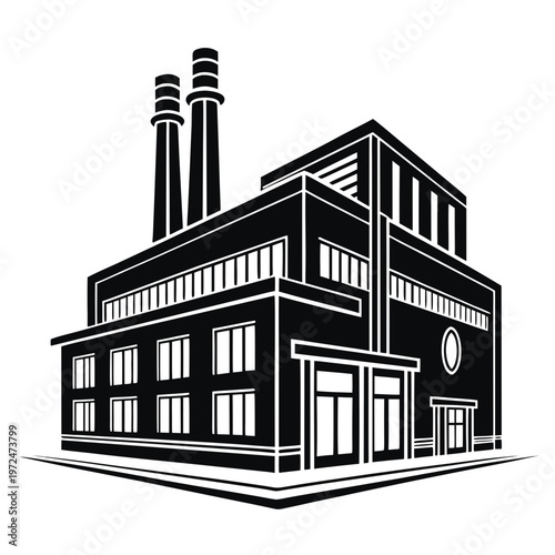 laboratory building silhouette icon isolated on white background, minimal research facility architecture vector, science and technology center flat design