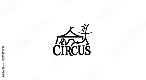 Circus Tent Logo with Acrobat and Flag
