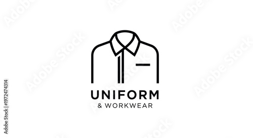 Clean Line Art Icon of a Collared Shirt with Text "UNIFORM & WORKWEAR"