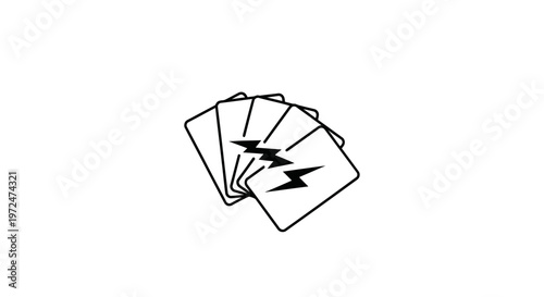 Playing cards with lightning bolt symbol, isolated on white background