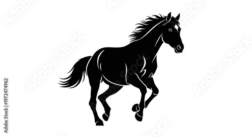 Black silhouette of a running horse.