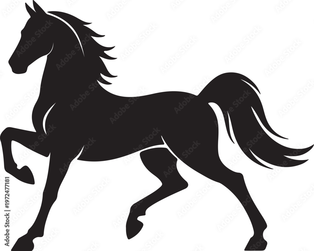 Obraz premium American Saddlebred in silhouette on white background.
