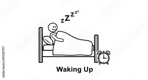 Person sleeping in bed with alarm clock nearby.