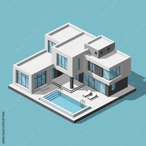 Modern luxury house with swimming pool.