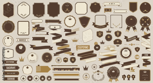 Vintage Badges and Ribbons Collection for Design Projects
