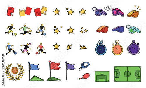 Sports Soccer icons and symbols collection