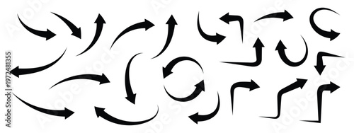 Curved Arrows Set. Simple black curved arrow pointing. arrow pointing upward.