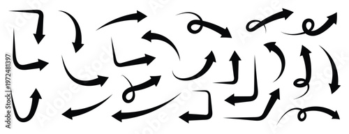 Curved Arrows Set. Simple black curved arrow pointing. Arrow icon set