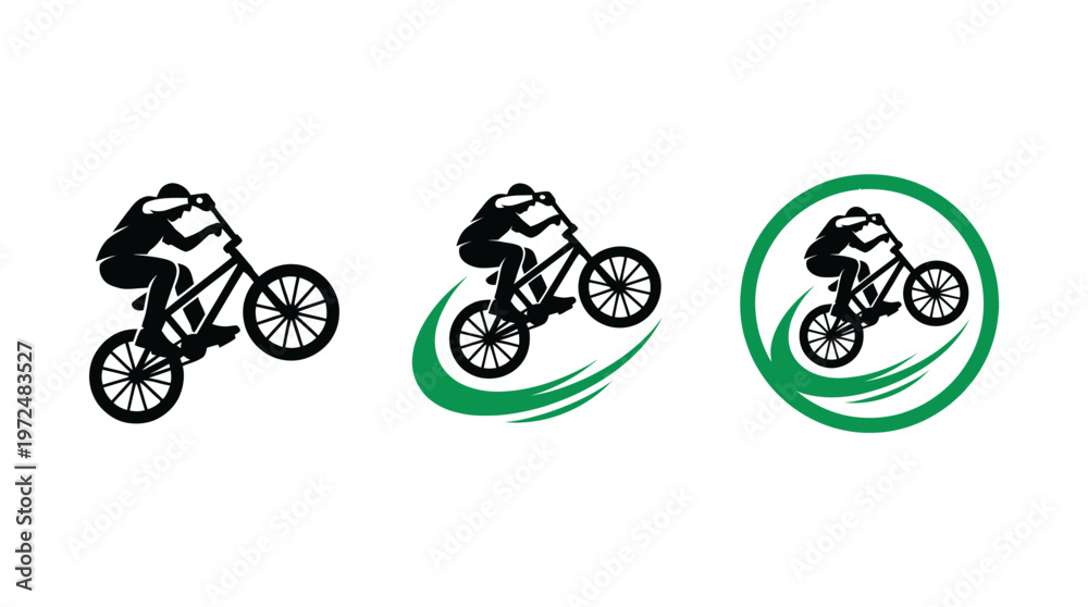 Fototapeta premium BMX Rider Silhouette Performing Stunts on Bicycle - Action Sports Icon