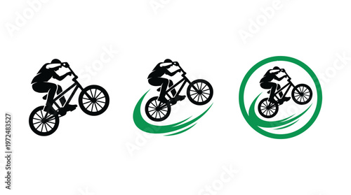 BMX Rider Silhouette Performing Stunts on Bicycle - Action Sports Icon