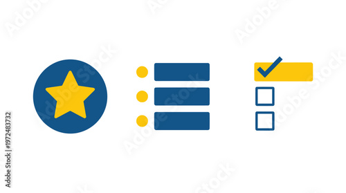 Checklist, Star Rating, and Task Completion Icons