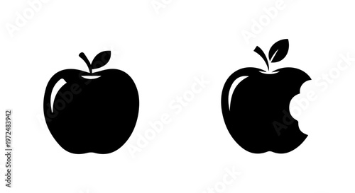 Whole and Bitten Apple Icon Set