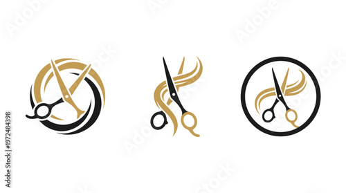 Hairdresser Scissors Logo Set - Salon, Barber, Style Icons