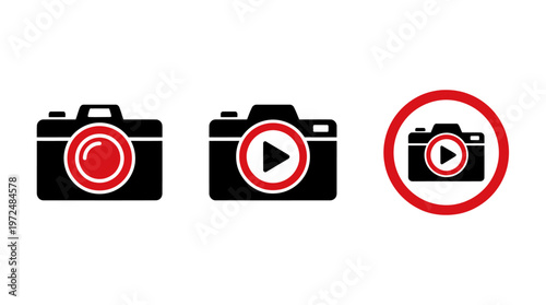 Camera Icons: Photography and Video Play Button Symbols