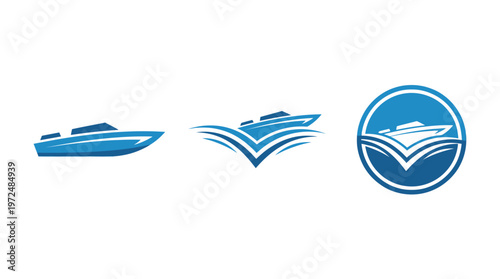 Modern Speedboat Logos - Set of Three Nautical Icon Designs