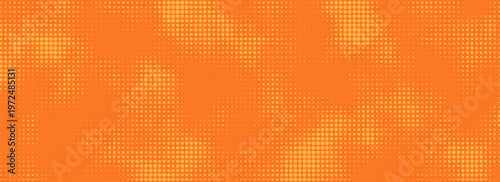 Dots halftone orange color pattern gradient texture with technology digital background. Dots pop art comics with summer background. vector illsutration