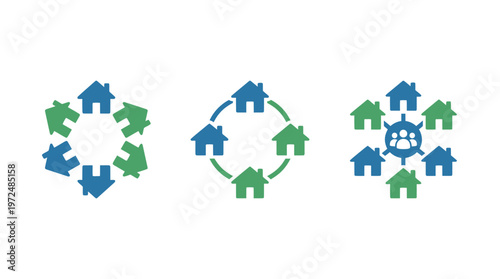 Community Housing Solutions: Grouped Homes and People Icons