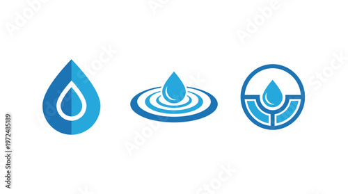 Set of Water Drop Icons: Clean, Pure, Refreshing Liquid Symbols