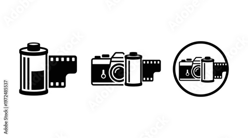 Vintage Camera and Film Roll Icons