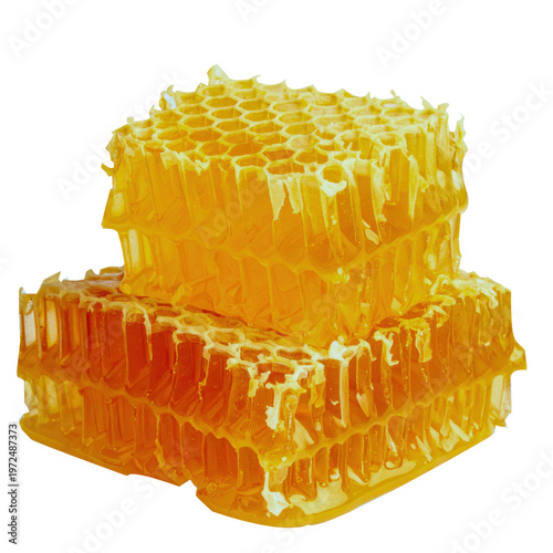 Foto Honeycomb with dripping honey PNG natural beeswax sweet organic food isolated cu