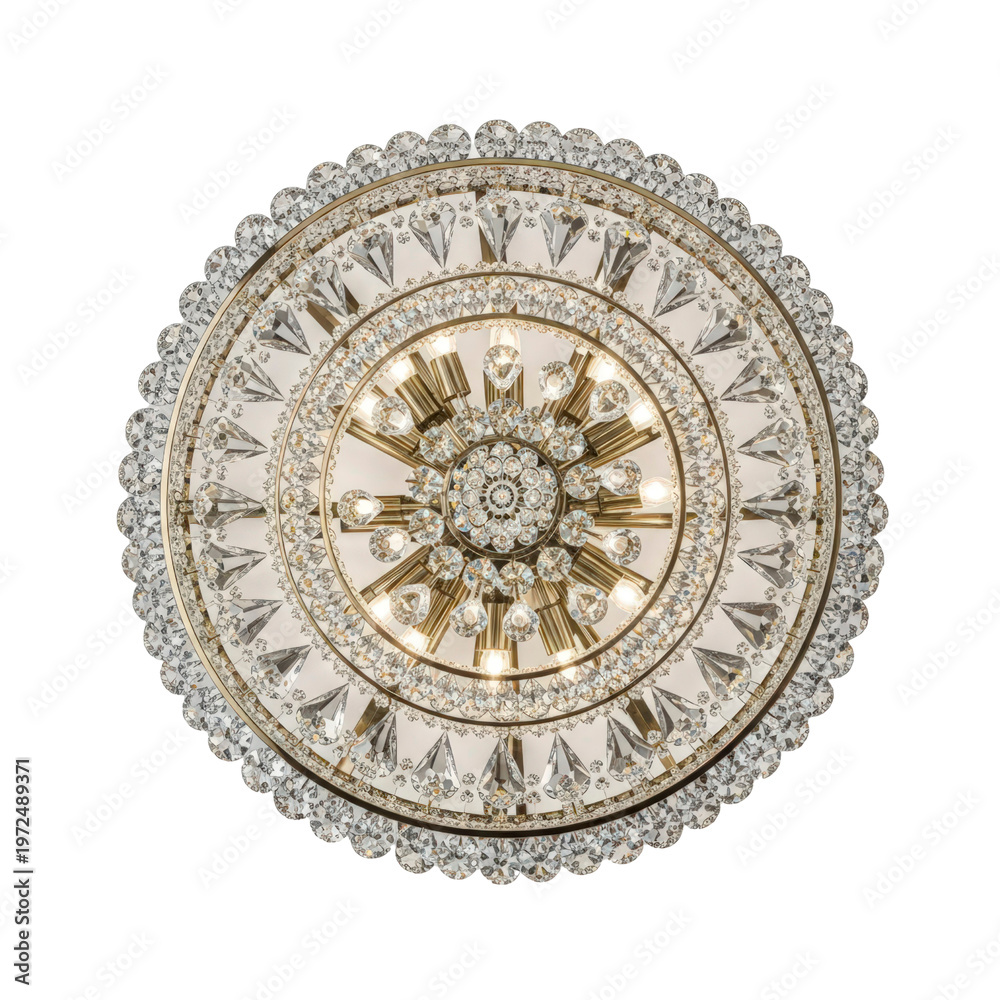 Fototapeta premium Ornate crystal chandelier with golden accents