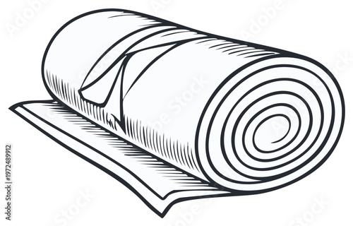 Rolled up sleeping bag with straps ready for camping adventure or outdoor exploration