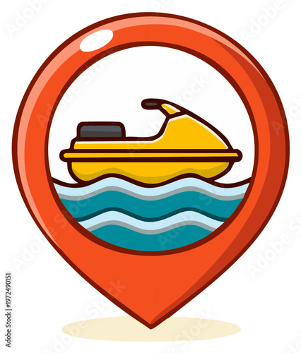 Jet Ski Location Marker Nautical Recreation Icon