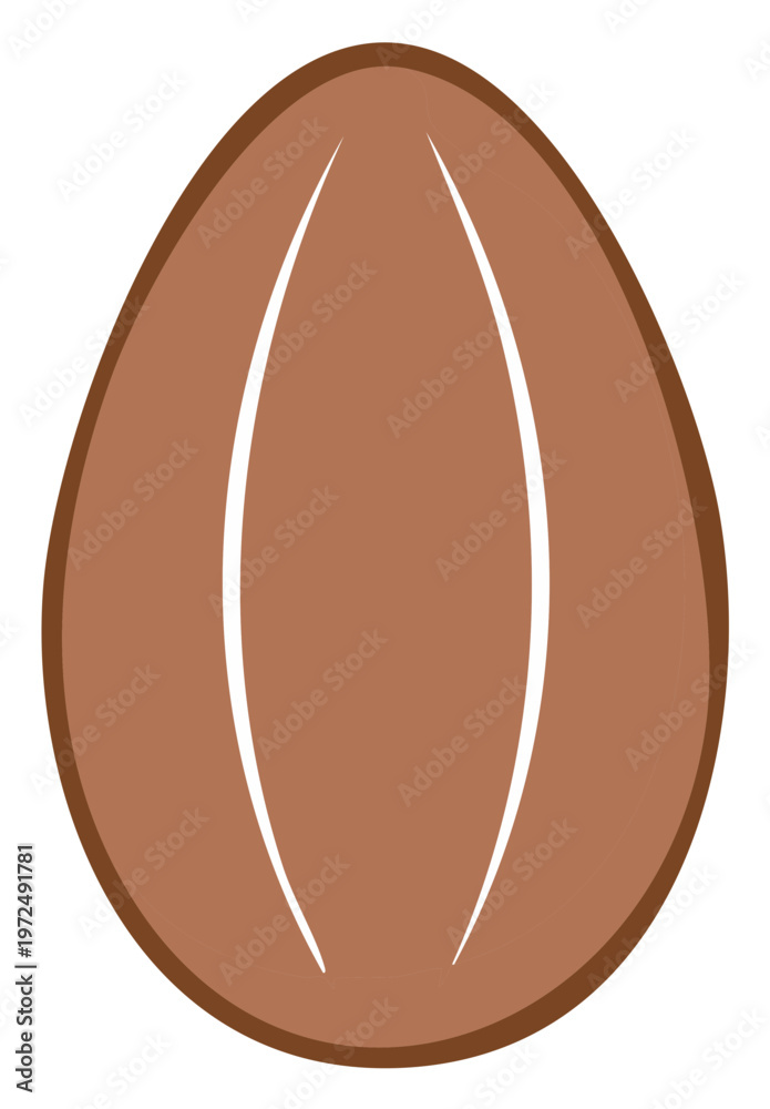 Obraz premium Decorative Cocoa Bean Silhouette with White Stripes, Brown Chocolate Outline