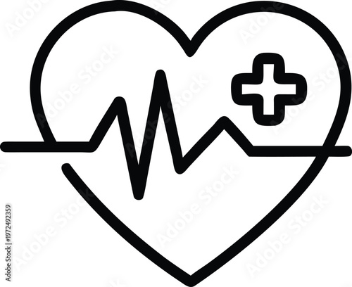 heart health concept with heartbeat line and medic vector illustration
