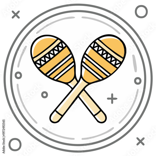 Two maracas illustration vector. Musical instrument rhythm celebration culture background